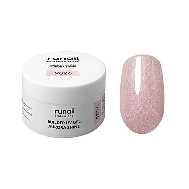 9826 Моделирующий УФ-гель c шиммером BUILDER UV GEL AURORA SHINE, 15г №9826